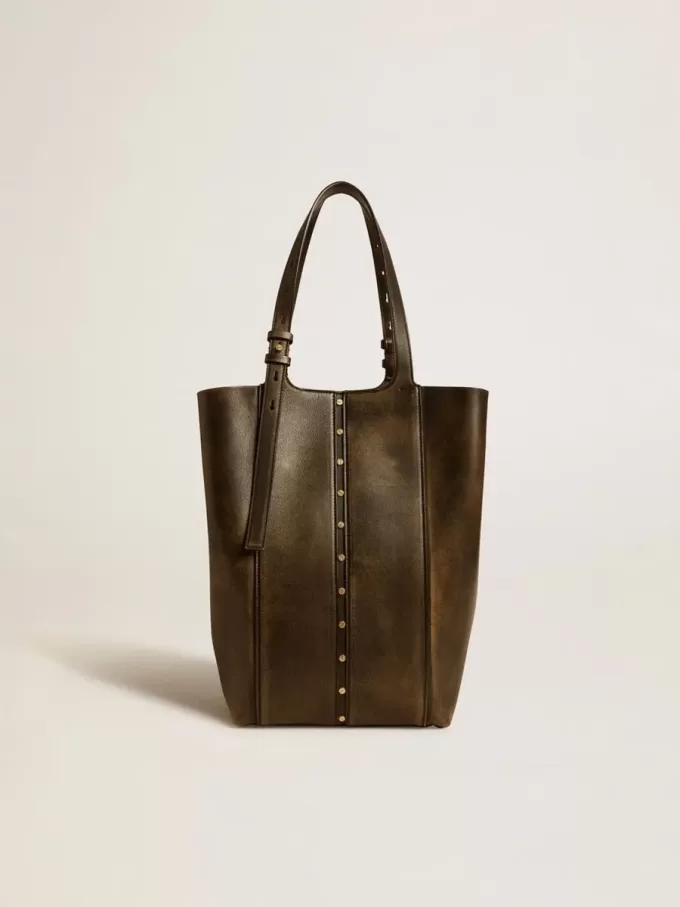 24/7 Bag North South aus schwarzem Distressed-Leder mit verstellbaren Henkeln 24/7 Bag North South aus schwarzem Distressed-Leder mit verstellbaren Henkeln