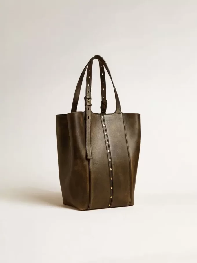 24/7 Bag North South aus schwarzem Distressed-Leder mit verstellbaren Henkeln 24/7 Bag North South aus schwarzem Distressed-Leder mit verstellbaren Henkeln