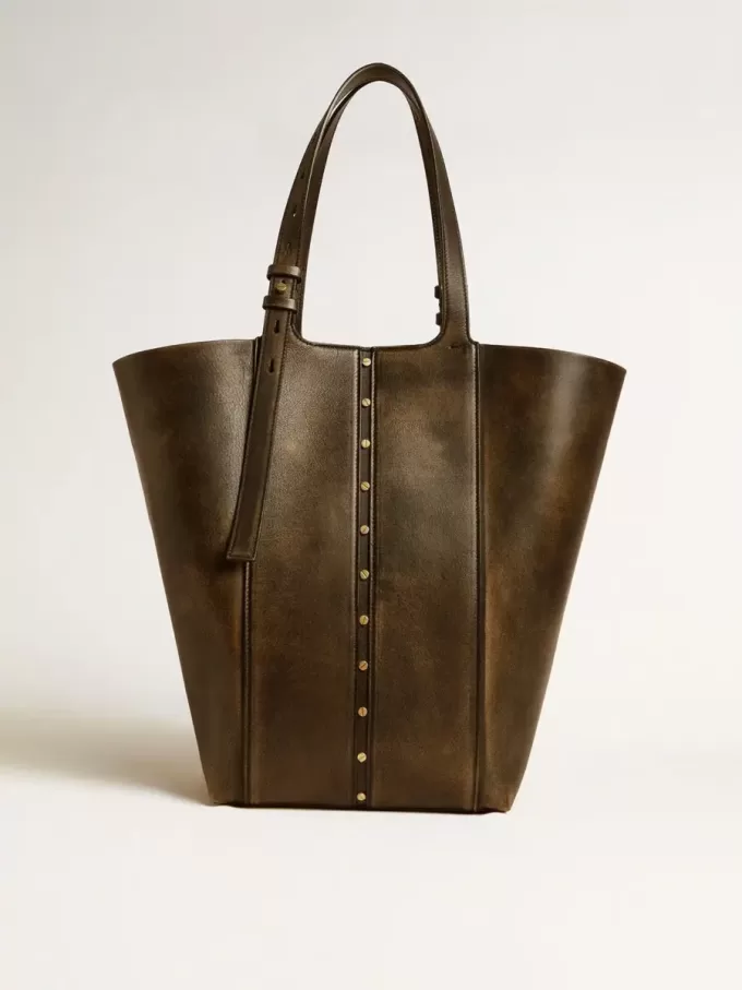 24/7 Bag North South aus schwarzem Distressed-Leder mit verstellbaren Henkeln 24/7 Bag North South aus schwarzem Distressed-Leder mit verstellbaren Henkeln