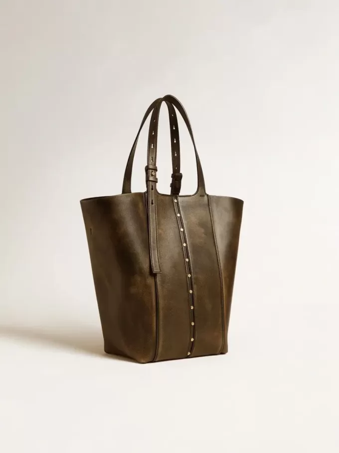 24/7 Bag North South aus schwarzem Distressed-Leder mit verstellbaren Henkeln 24/7 Bag North South aus schwarzem Distressed-Leder mit verstellbaren Henkeln