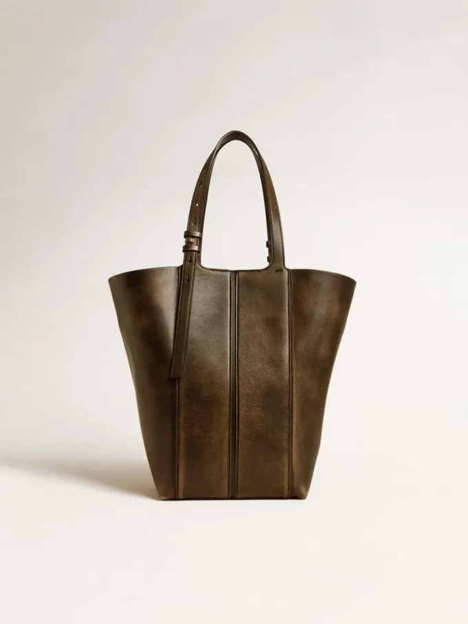 24/7 Bag North South aus schwarzem Distressed-Leder mit verstellbaren Henkeln 24/7 Bag North South aus schwarzem Distressed-Leder mit verstellbaren Henkeln