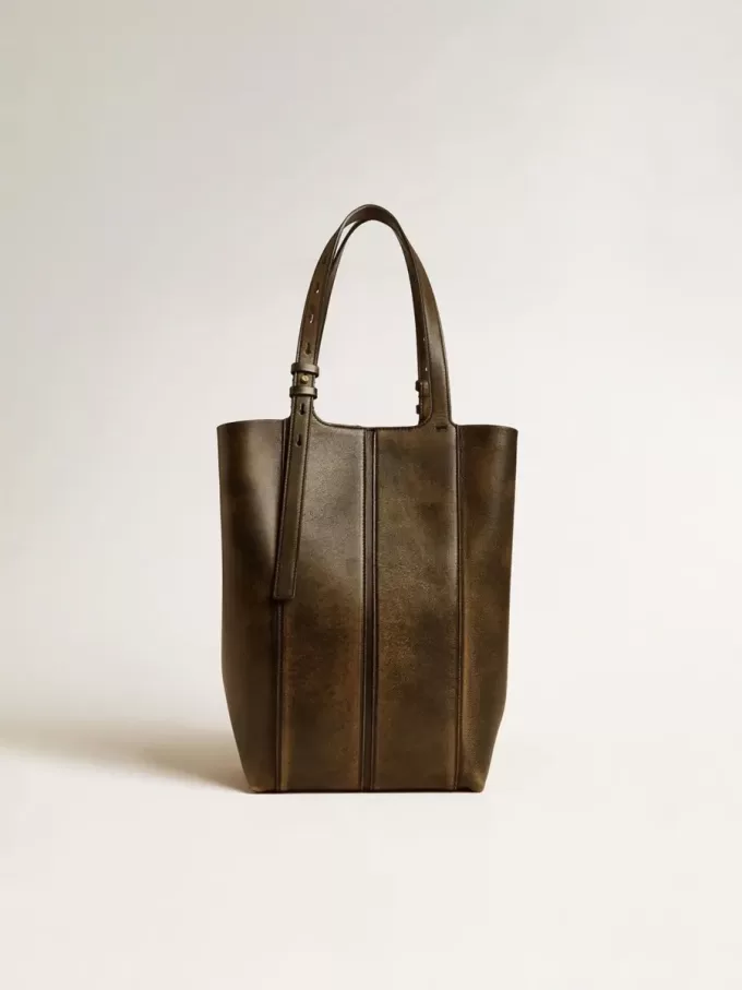 24/7 Bag North South aus schwarzem Distressed-Leder mit verstellbaren Henkeln 24/7 Bag North South aus schwarzem Distressed-Leder mit verstellbaren Henkeln