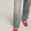 Amy Ballerinas aus rotem Nappaleder mit silberfarbenen Nieten
