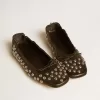 Amy Ballerinas aus schwarzem Nappaleder mit silberfarbenen Nieten Amy Ballerinas aus schwarzem Nappaleder mit silberfarbenen Nieten