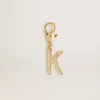 Anhänger mit dem Buchstaben K aus goldfarbenem Messing mit Kristallen