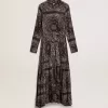 Anthrazitgraues Hemdkleid mit Paisley-Print