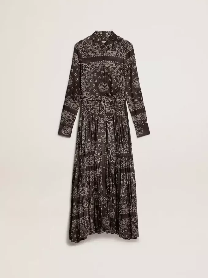 Anthrazitgraues Hemdkleid mit Paisley-Print