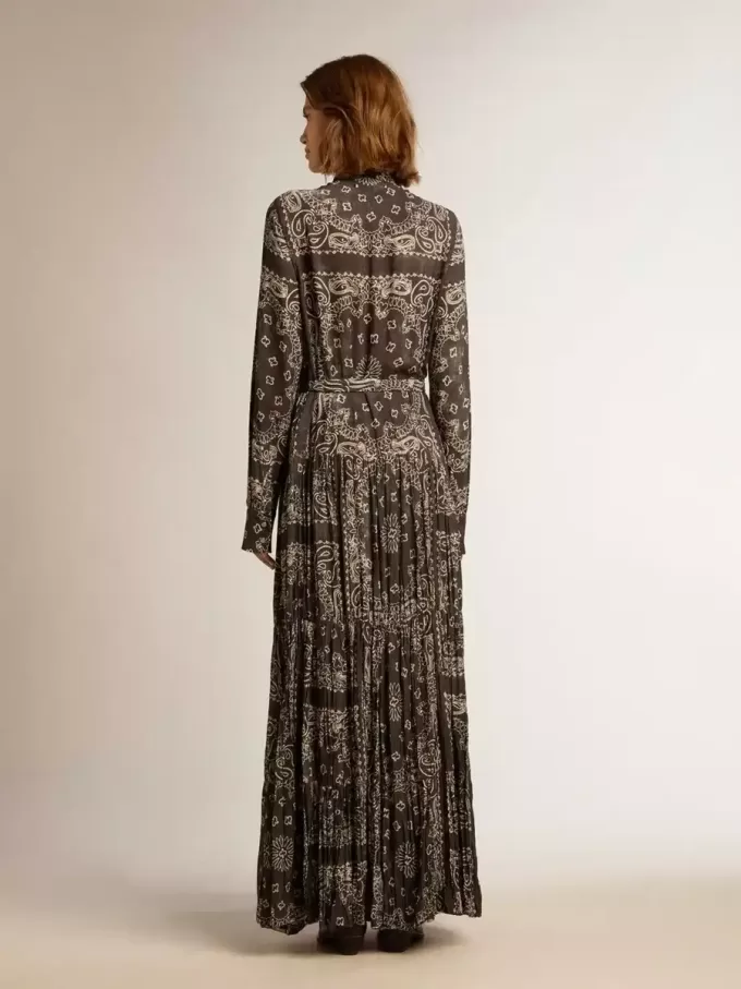 Anthrazitgraues Hemdkleid mit Paisley-Print