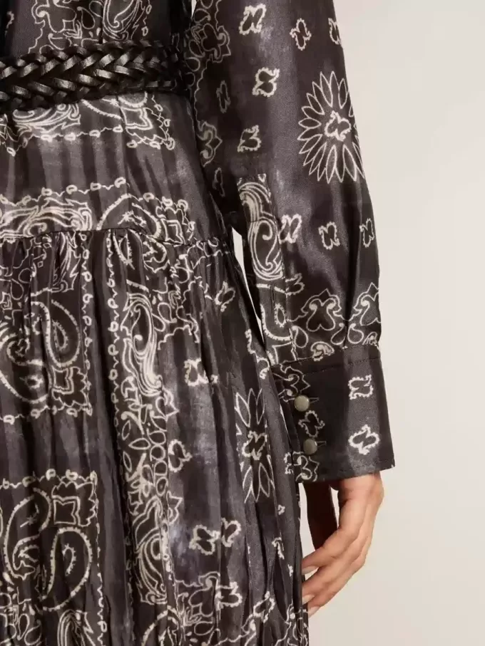Anthrazitgraues Hemdkleid mit Paisley-Print