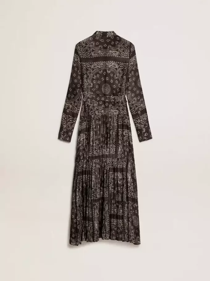 Anthrazitgraues Hemdkleid mit Paisley-Print