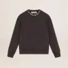 Anthrazitgraues Sweatshirt für Damen mit Kristallen Anthrazitgraues Sweatshirt für Damen mit Kristallen