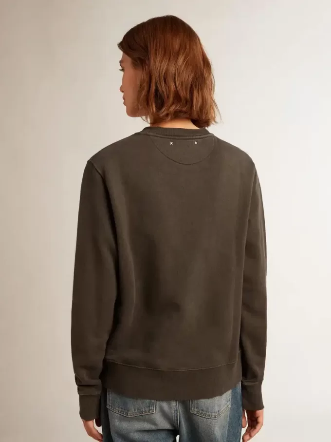 Anthrazitgraues Sweatshirt für Damen mit Kristallen Anthrazitgraues Sweatshirt für Damen mit Kristallen