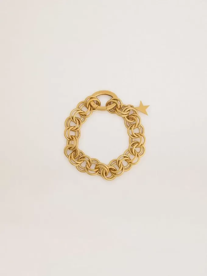 Antikgoldfarbenes gewebtes Kettenarmband mit sternförmigem Verschluss Antikgoldfarbenes gewebtes Kettenarmband mit sternförmigem Verschluss