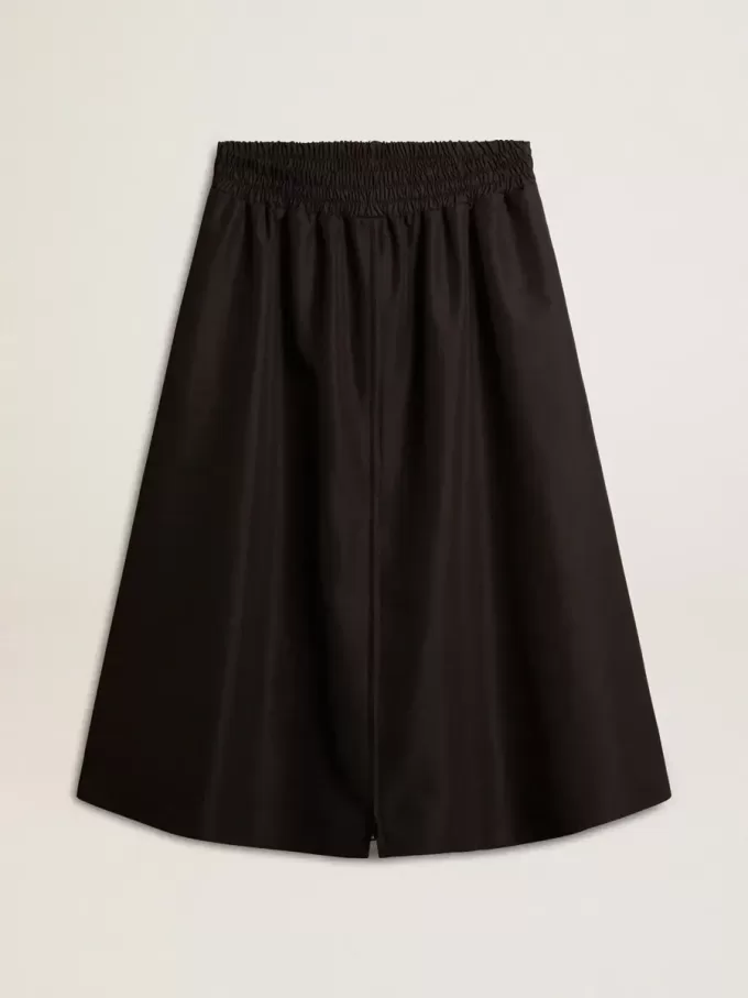 Ausgestellter Rock aus schwarzem technischem Nylon Ausgestellter Rock aus schwarzem technischem Nylon