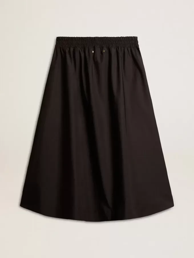 Ausgestellter Rock aus schwarzem technischem Nylon Ausgestellter Rock aus schwarzem technischem Nylon