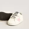 Baby Old School mit rosa Lederstern und silberner Lederfersenlasche