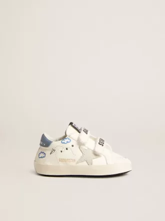 Baby Old School mit Stern aus Wildleder und hellblauer Lederlasche an der Ferse