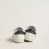 Baby School aus weißem Nappaleder mit hellblauem Wildlederstern und Tennismotiv Baby School aus weißem Nappaleder mit hellblauem Wildlederstern und Tennismotiv