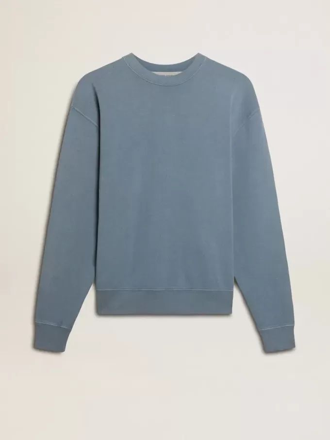 Babyblaues Sweatshirt mit umgekehrtem Logo auf der Rückseite – Jersey Capsule