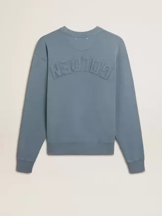 Babyblaues Sweatshirt mit umgekehrtem Logo auf der Rückseite – Jersey Capsule