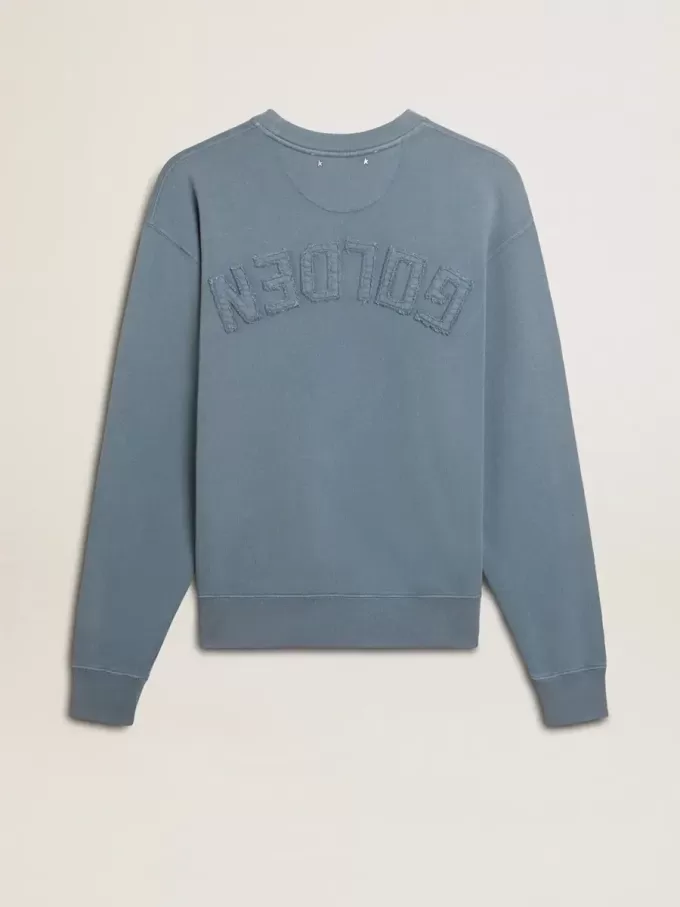 Babyblaues Sweatshirt mit umgekehrtem Logo auf der Rückseite – Jersey Capsule