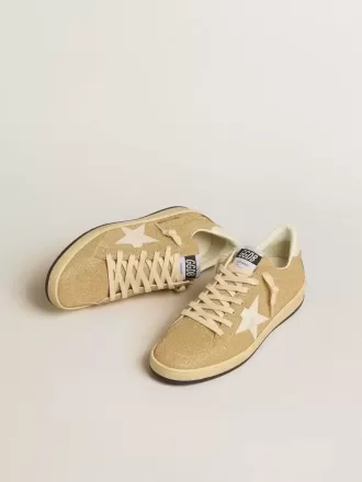 Ball Star aus goldenen Swarovski-Kristallen mit milchweißem Lederstern