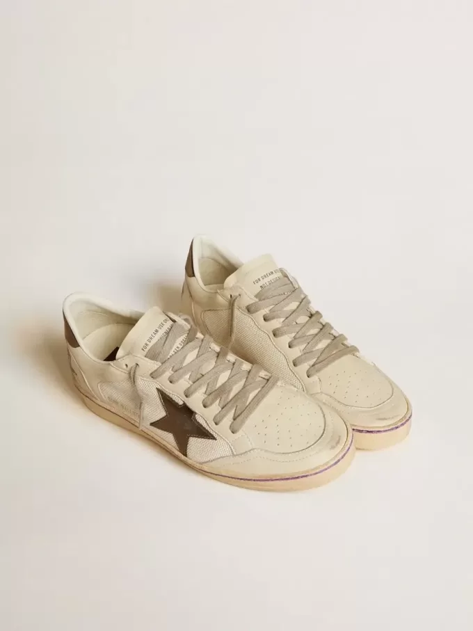 Ball Star aus Mesh und Leder mit metallischem Lederstern und Fersenlasche Ball Star aus Mesh und Leder mit metallischem Lederstern und Fersenlasche