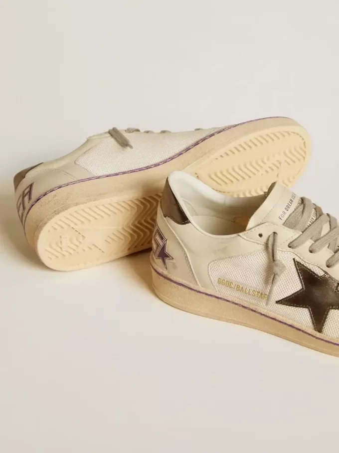 Ball Star aus Mesh und Leder mit metallischem Lederstern und Fersenlasche Ball Star aus Mesh und Leder mit metallischem Lederstern und Fersenlasche