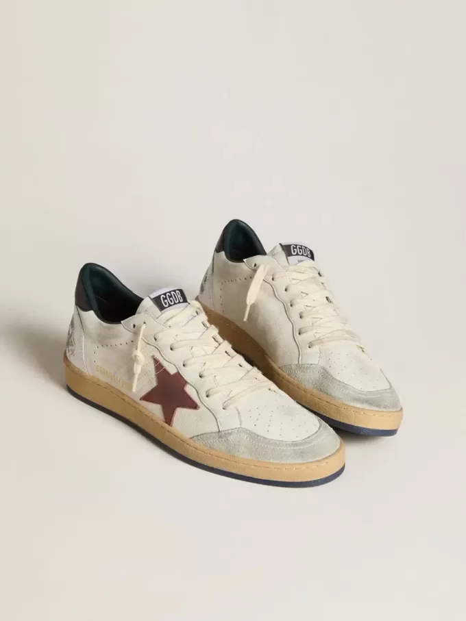 Ball Star aus Nappa mit braunem Nubuk-Stern und Nappa-Fersenlasche