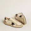 Ball Star aus Nappa und Wildleder mit schwarzem Glitzerstern und Fersenlasche
