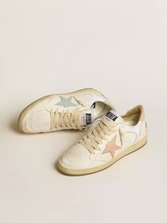 Ball Star aus Nylon und Leder mit rosa und hellblauem Stern und beigem Fersenriemen