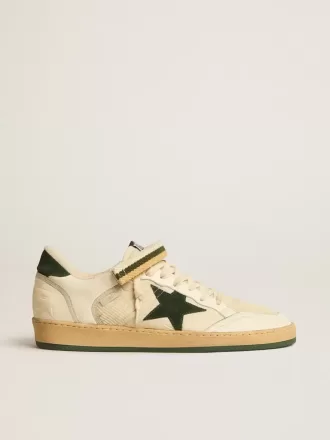 Ball Star aus Nylon und Nappa mit grünem Wildlederstern und Fersenlasche