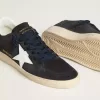 Ball Star für Damen aus dunkelblauem Wildleder mit Lederstern und Fersenlasche Ball Star für Damen aus dunkelblauem Wildleder mit Lederstern und Fersenlasche