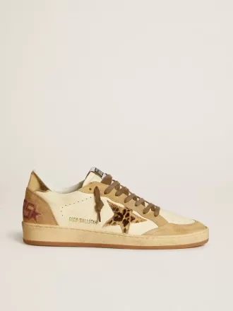 Ball Star für Damen aus Nappa und Wildleder mit Stern aus Ponyfell und metallischer Fersenlasche