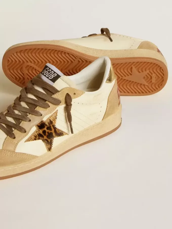 Ball Star für Damen aus Nappa und Wildleder mit Stern aus Ponyfell und metallischer Fersenlasche