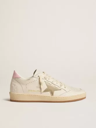 Ball Star für Damen mit goldfarbenem Lederstern und rosa Lederlasche am Absatz