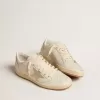 Ball Star für Damen mit goldfarbenem Lederstern und rosa Lederlasche am Absatz