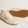 Ball Star für Damen mit goldfarbenem Lederstern und rosa Lederlasche am Absatz