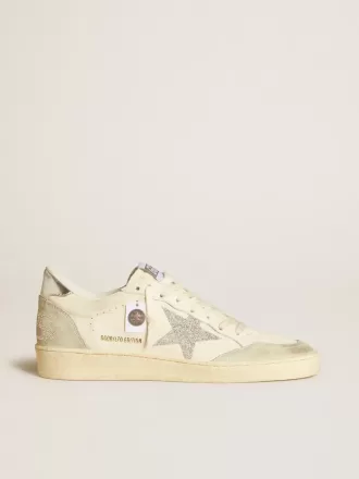 Ball Star für Damen mit silbernem Swarovski-Mikrokristallstern und metallisch silbernem Lederabsatz