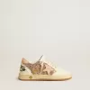 Ball Star Junior aus Glitzer und Nappa mit Lederstern und Fersenlasche Ball Star Junior aus Glitzer und Nappa mit Lederstern und Fersenlasche