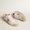Ball Star LTD aus weißem Crackle-Leder und Mesh mit Stern aus Wildleder Ball Star LTD aus weißem Crackle-Leder und Mesh mit Stern aus Wildleder