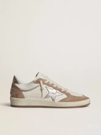 Ball Star LTD aus weißem Nappaleder und altrosa Wildleder mit silbermetallicfarbenem Lederstern und Fersenlasche