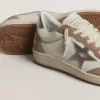 Ball Star LTD aus weißem Nappaleder und altrosa Wildleder mit silbermetallicfarbenem Lederstern und Fersenlasche
