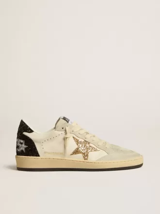 Ball Star LTD für Damen aus Nappa und Wildleder mit Glitzerstern und schwarzer Fersenlasche