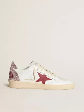 Ball Star LTD für Damen mit rotem Lederstern und pinkfarbenem Glitzer-Fersenlasche