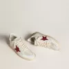 Ball Star LTD für Damen mit rotem Lederstern und pinkfarbenem Glitzer-Fersenlasche