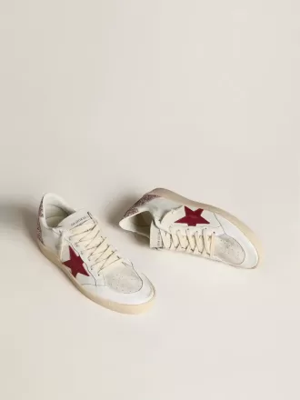 Ball Star LTD für Damen mit rotem Lederstern und pinkfarbenem Glitzer-Fersenlasche