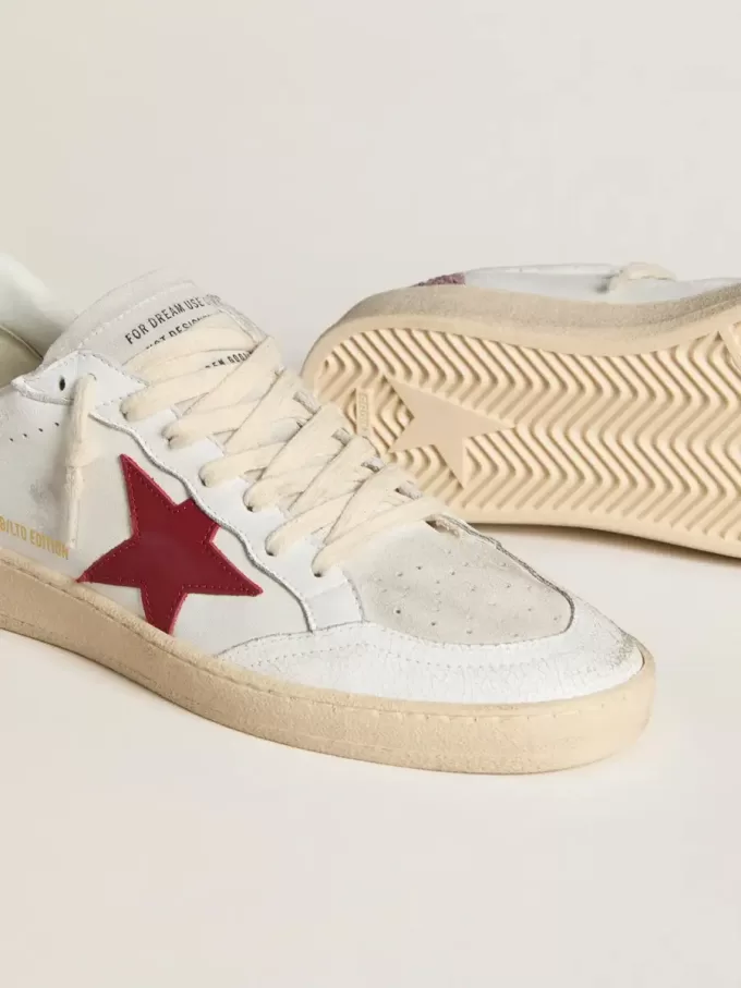 Ball Star LTD für Damen mit rotem Lederstern und pinkfarbenem Glitzer-Fersenlasche