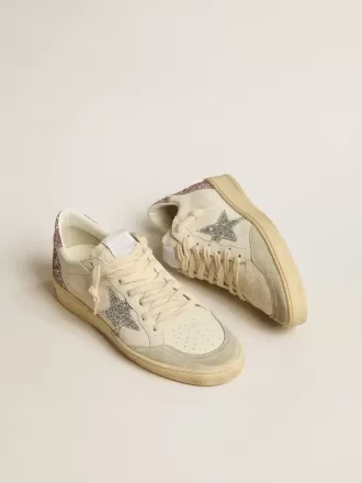 Ball Star mit silbernem Glitzerstern und pinkfarbenem Glitzer-Fersenlasche