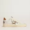 Ball Star mit Stern aus Ponyfell mit Animal-Print und Fersenlasche aus tabakfarbenem Leder